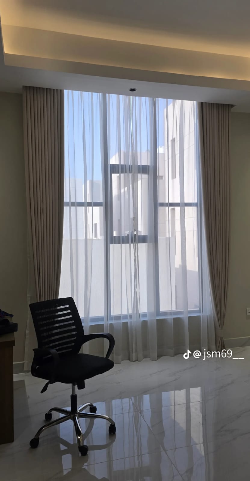 Double Height Floor-to-Ceiling Voile Sheer Drapery