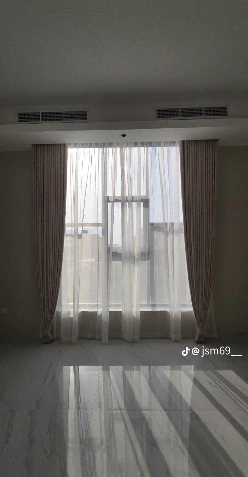 Minimalist Ripplefold Wave Curtains in Warm Cream