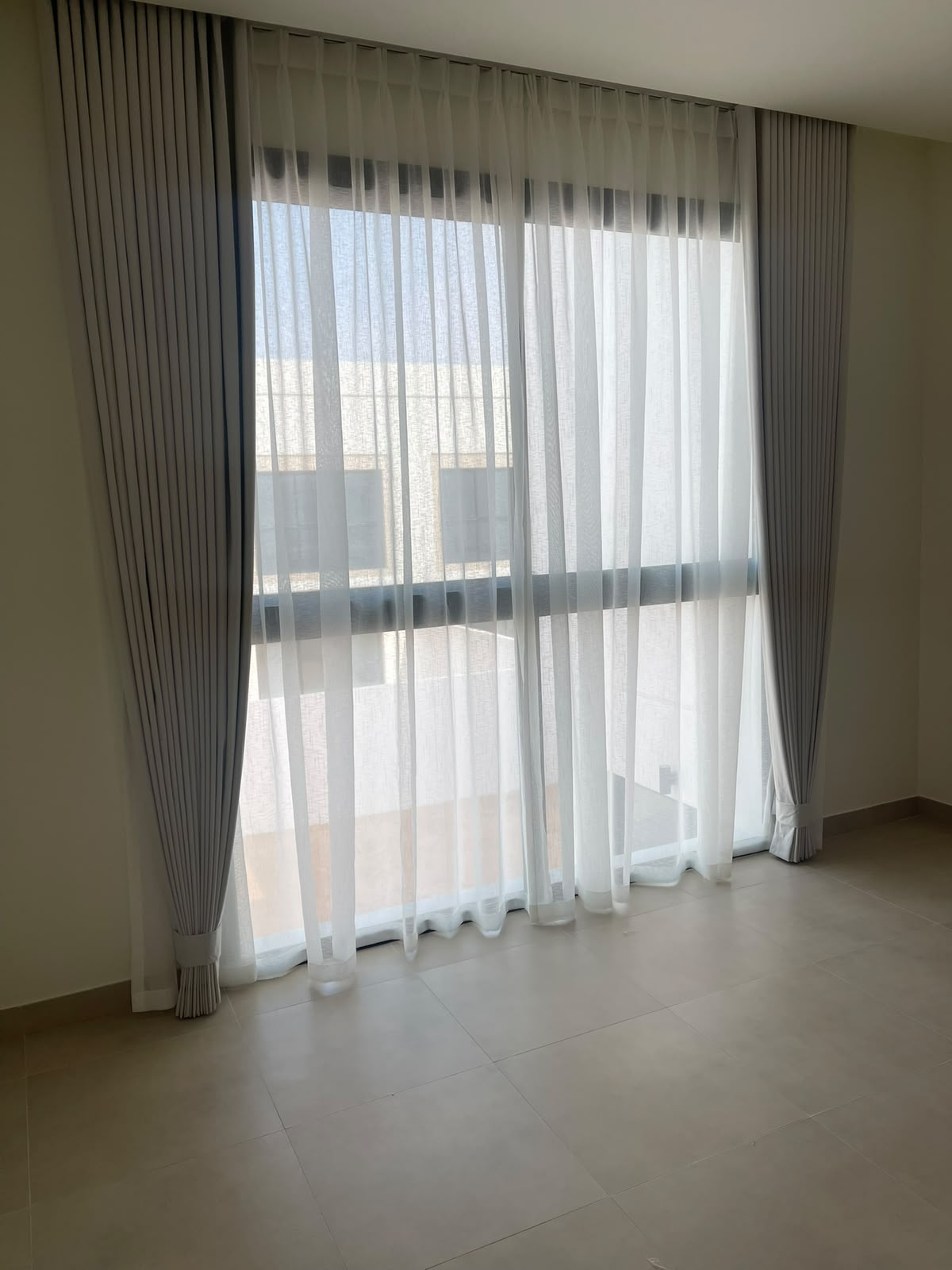 Tailored Wave Blackout Curtains Installed in Recessed Slot