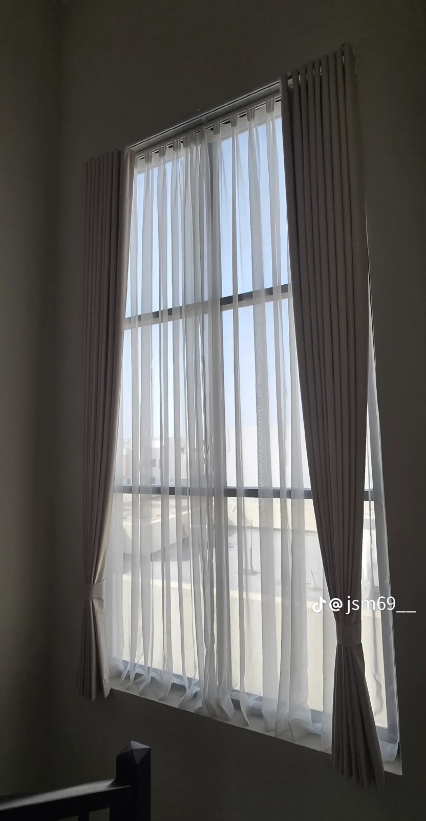Monumental 6m Double Height Sheer Curtains with Side Tiebacks